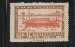 HUNGARY 1925 BUDAPEST JOKAI MOR CENTENARY EXHIBITION NATIONAL MUSEUM SHIP HM POSTER STAMP CINDERELLA ERINOPHILATELIE - Unused Stamps