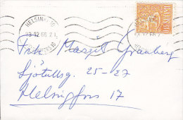 Finland "Petite" HELSINKI Helsingfors 1966 Cover Brief Lion Löwe Arms Stamp - Cartas & Documentos