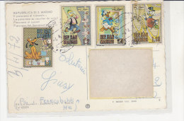 PO3253C# S.MARINO - STORIA POSTALE SERIE WALT DISNEY PAPERINO PAPERONE ARCHIMEDE PLUTO  VG 1972 - Brieven En Documenten