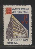 CZECHOSLOVAKIA 1929 PRAGUE AUTUMN SAMPLE FAIR CZECH LANGUAGE NO GUM POSTER STAMP CINDERELLA - Ungebraucht