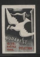 HUNGARY 1933 BUDAPEST INTERNATIONAL TRADE FAIR BLACK/RED CZECH LANGUAGE NO GUM POSTER STAMP CINDERELLA ERINOPHILATELIE - Unused Stamps