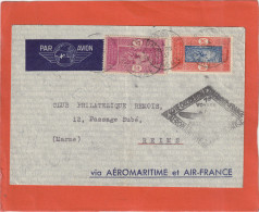 DAHOMEY Mars 1937 - 1er Voyage COTONOU -REIMS Par Aéromaritime Et Air-France -affr. à 3,50 F. - Covers & Documents