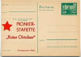 DDR P79-6-76 C33 Postkarte PRIVATER ZUDRUCK Pionierstafette Halle 1976 - Privé Postkaarten - Ongebruikt