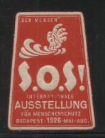 HUNGARY 1929 BUDAPEST SOS HUMINATARIAN EXHIBITION THE MAN RED GERMAN LANGUAGE NHM POSTER STAMP CINDERELLA - Unused Stamps