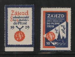 CZECHOSLOVAKIA 1929 SOKOL TOUR SINGLES NO GUM POSTER STAMP CINDERELLA ERINOPHILATELIE - Neufs