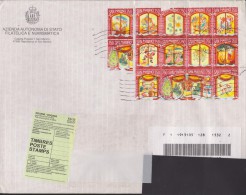San Marino Registered Letter With Mi 1682-1693 Christmas - Santa Claus - Customs Declaration - Barcode - Express Letter Stamps