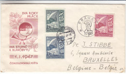 Drapeaux - Avions - Livres - Thcècoslovaquie - Lettre De 1947 - 2 Oblitérations Différentes - Covers & Documents