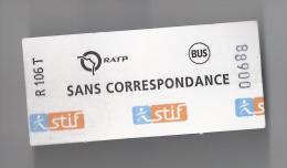 Ticket RATP Bus : Sans Correspondance. (Voir Commentaires) - Europa