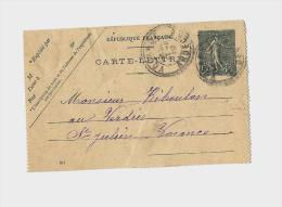 07 - ARDECHE  « VOCANCE »  LSI – Tarif à 15c. (1.1.1917/31.3.1920)E.P. CL  (ST.N°B7/Ind.2) - 15c.  Sem - Cartes-lettres
