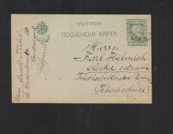 Bulgaria Stationery 1920 Rouschuk To Czechoslovakia - Lettres & Documents