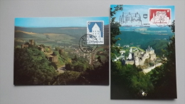Luxemburg 1058/9 Yt 1008/9 Maximumkarte MK/MC, Orts-ET Ettelbruck, Vianden, Erhaltung Historischer Baudenkmäler - Maximum Cards