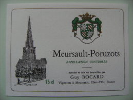 Etiquette Meursault - Guy Bocard à Meursault - Côte D'Or   A Voir ! - Bourgogne