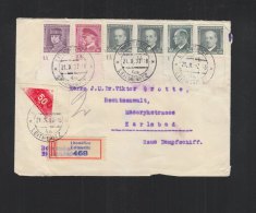 Czechoslovakia Registered Cover Cover 1937 Leitmeritz To Karlsbad - Lettres & Documents
