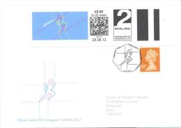 UK Olympic Games London 2012 Letter; Athletics Track And Field Pictogram Smart Stamp Meter; Oly Cachet & Cancellation - Sommer 2012: London