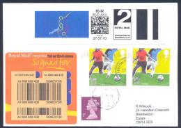 UK Olympic Games London 2012 Registered Cover; Football (soccer) 2nd Class Smart Stamp Meter; Football Stamps Atractive - Summer 2012: London