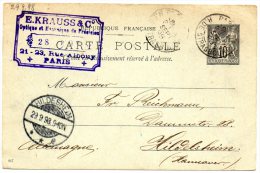 Nr. 566, Ganzsache  , Frankreich, 1898, Hildesheim - Entiers Postaux