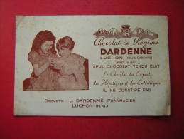 BUVARD  CHOCOLAT DE REGIME  DARDENNE  LUCHON HAUTE GARONNE   BREVETS L DARDENNE  PHARMACIEN - Cocoa & Chocolat