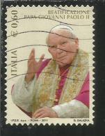 ITALIA REPUBBLICA ITALY REPUBLIC 2011 BEATIFICAZIONE PAPA GIOVANNI PAOLO II USATO USED OBLITERE´ - 2011-20: Used