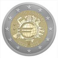 ITALIA ITALIE ITALY 2 EURO COMM. 2012  FDC DA ROT. " 10° Ann. Dell' Euro " - Italia