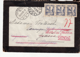 1932 LETTRE TUNISIE, TUNIS  Pour La SUISSE, CAROUGE Et HOTEL DE RUSSIE GENEVE / 4787 - Storia Postale