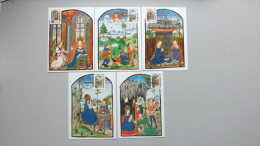 Luxemburg 1163/7 Yt 1113/7 Maximumkarte MK/MC, ESST, Caritas 1986: Miniaturen Aus Stundenbüchern (I) - Maximum Cards