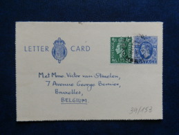 39/153   LETTER  CARD  1947 TO BELGIUM - Stamped Stationery, Airletters & Aerogrammes