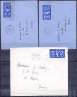 CAMBRIDGE    LOT De 3 Lettres Annees 1953  Pour LE HAVRE     SEUL Sur LETTRE 4p Outremer - Briefe U. Dokumente