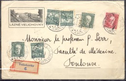 Lettre RECOMMANDEE  De  VELICHOVKY  Annee 1933 Affranchie Avec 6 Timbres Pour TOULOUSE - Lettres & Documents