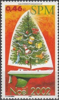 Saint-Pierre & Miquelon 2002 Yvert 787 Neuf ** Cote (2015) 2.00 Euro Noël Batéau Avec Voile Décorée D'un Sapin - Ungebraucht