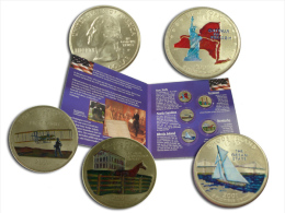 STATI UNITI D´AMERICA  UNITED STATES OF AMERICA 2001 5 QUARTER DOLLAR COINS COLORATI - 1999-2009: State Quarters