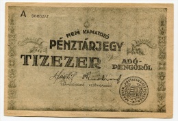 Hongrie Hungary Ungarn 10.000 AdoPengorol 1946 "" MASRA  AT  NEM  RUHAZHATO "" RARE # 2 - Hungría