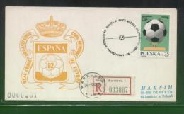 POLAND 1982 SCARCE ESPANA 82 SOCCER WORLD CUP FDC COMM CANCEL ON COMM COVER TYPE 3 - FDC
