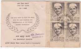 Delcampe - Block Of 4  FDC 1966 Lal Bahadur Shastri, India - FDC