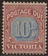 VICTORIA 1890 10d Postage Due SG D7 HM TX21 - Ungebraucht