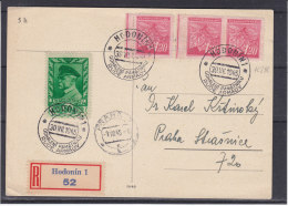 Tchècoslovaquie - Carte Postale Recommandée De 1945 - Oblitération Hodonin - Lettres & Documents