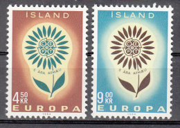 Iceland   Scott No.  367-68  Unused Hinged    Year  1964 - Unused Stamps