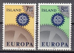 Iceland   Scott No.  389-90    Unused Hinged    Year  1967 - Unused Stamps