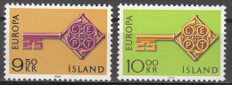 Iceland   Scott No.  395-96    Mnh    Year  1968 - Nuovi