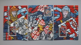 Luxemburg 1227/9 Yt 1177/9 Maximumkarte MK/MC, ESST, Geschichte Luxemburgs: Glasfenster - Maximum Cards