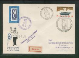 POLAND 1964 XVII GLIDER FLIGHT 20 YEARS MILITIA POLICE SERVICE TO NATION PHILATELIC EXPO FLOWN CvR T1A CINDERELLA - Polizei - Gendarmerie