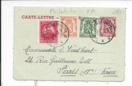 SCEAU ETAT 1 F: + Complément Affranchissement étranger, De Bruxelles 4 à Paris 1948 - Carte-Lettere