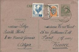 Entiers Postaux: Marianne D´Alger 1;20 F + Complément  Alger à Paris 1948 - Briefe U. Dokumente