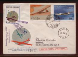 POLAND 1968 XXI GLIDER FLIGHT XI LESZNO GLIDING CHAMPIONSHIPS OLYMPIC YEAR FLOWN GLIDER COVER BOCIAN TYPE 1A CINDERELLA - Briefe U. Dokumente