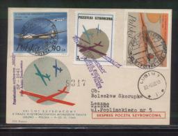 POLAND 1968 XXI GLIDER FLIGHT XI LESZNO GLIDING CHAMPIONSHIPS OLYMPIC YEAR FLOWN GLIDER CARD BOCIAN TYPE 1A CINDERELLA - Alianti