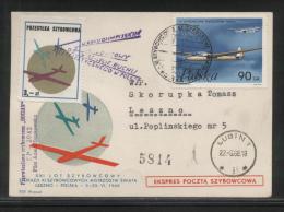 POLAND 1968 XXI GLIDER FLIGHT XI LESZNO GLIDING CHAMPIONSHIPS OLYMPIC YEAR FLOWN GLIDER CARD BOCIAN TYPE 1A CINDERELLA - Storia Postale