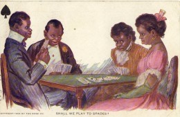 CPA (NEGRITUDE)    Americains  Shall We Play To Spades (petits Defauts)jeu De Cartes - Non Classés