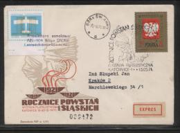 POLAND 1971 50TH ANNIV SILESIAN UPRISING PHILATELIC EXPO FLOWN COVER AIRPLANE MONUMENT MILITARIA ARMY - Aviones