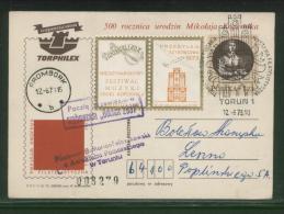 POLAND 1973 TORPHILEX 83 500TH BIRTH ANNIV COPERNICUS FLOWN GLIDER PC TYPE 2 CINDERELLA LABELS NEWFLIGHT396 - Zweefvliegers