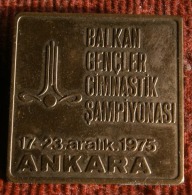 Balkan Championships Gymnastic Aralik 1975.  - ANKARA, Turkey  - Competitor Badge / Pin - Gymnastics