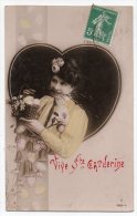 Cpa - Vive Sainte Catherine - Portrait D´une Femme Dans Un Coeur - Santa Caterina